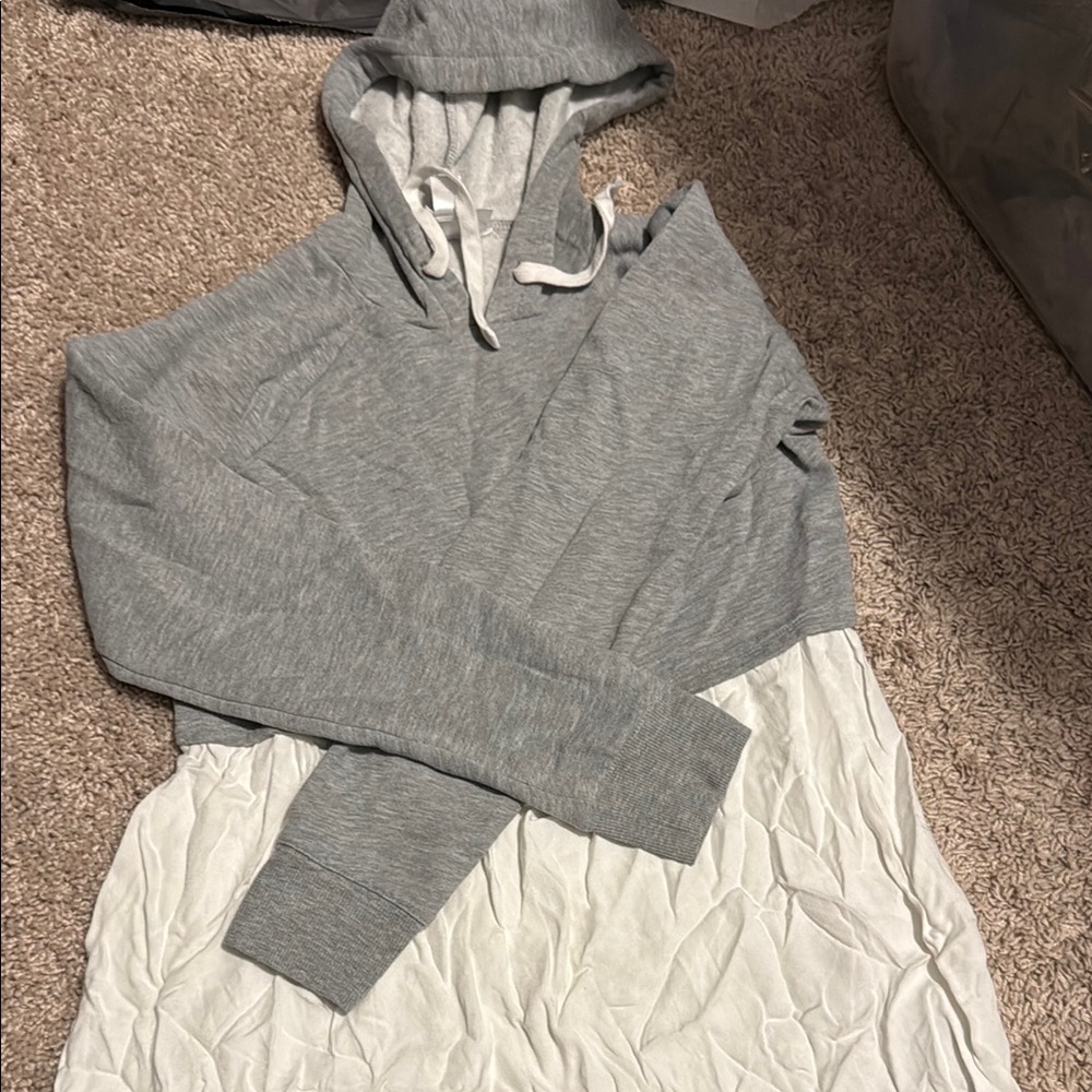 Maternity motherhood Gray and White Women's Hoodie Sweater